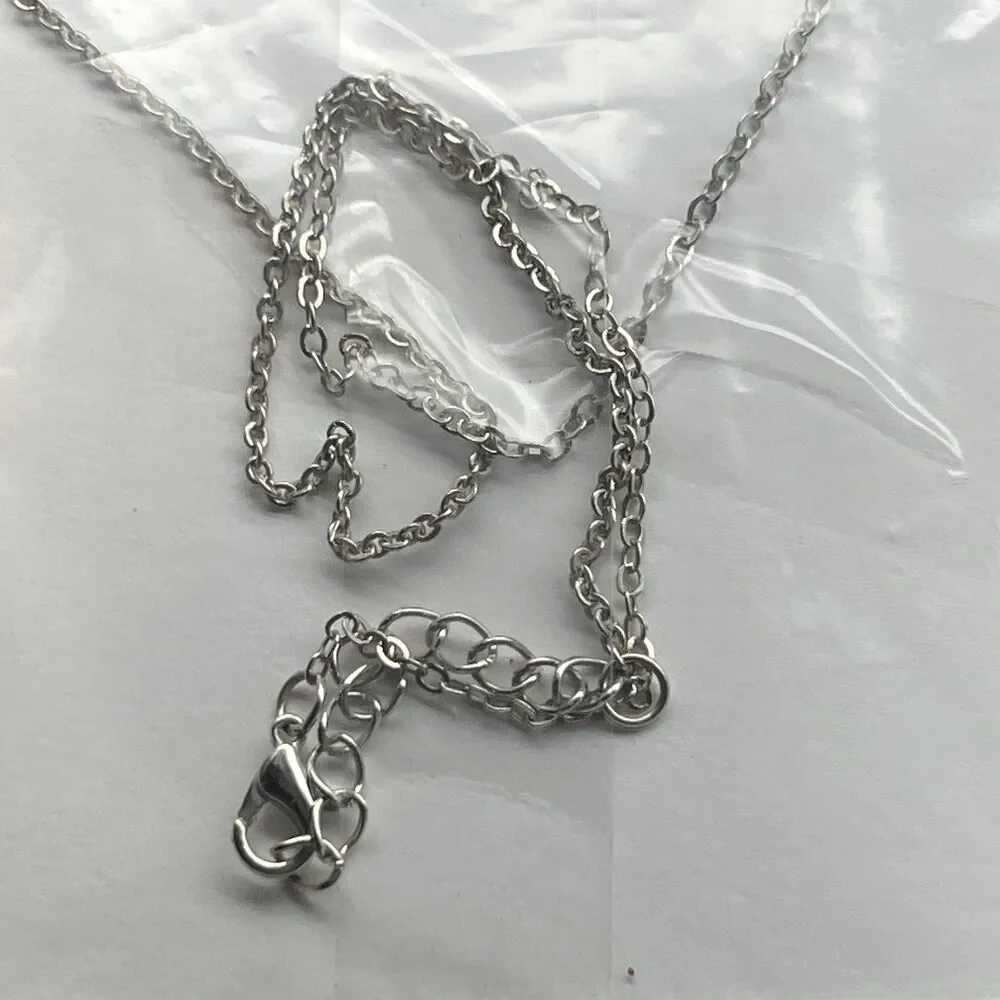 Silver Tone Guardian Angel Adjustable Necklace w/Rhinestone Lobster Claw Clasp.